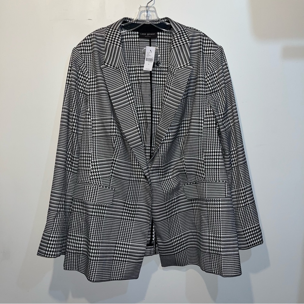 Tahari Black & White Glen Plaid Blazer